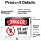 Signmission Do Not Climb, 5 in W x Rectangle, Vinyl Decal OS-2PACK-DS-D-35-L-2100 - alternate 2
